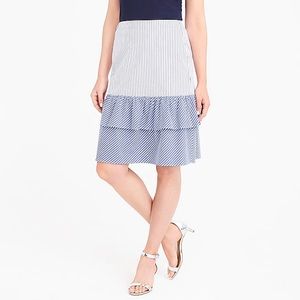 J.Crew Factory stripe tiered ruffle midi skirt NWT
